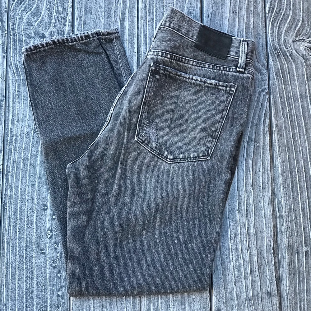 High Rise Mom Skinny Distressed Charcoal Jeans - Picture 5 of 8